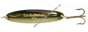 Søvik Sluken Blinker 72mm 18g Gold mit schwarzem Streifen