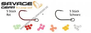 Savage Gear S1 Single Hook Kit Einzelhaken Gr.4/0 10 Stück ( 5x schwarz, 5x rot )