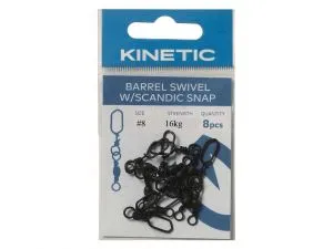 Kinetic Barrel Swivel Scandic Snap Black - Size 8 / 16kg