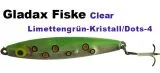 CLEAR Wobbler 68mm 12g Fluo Gr&uuml;n / Transparent rote Punkte
