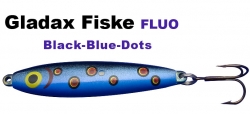 Gladsax Fluo Wobbler 68mm 12g Schwarz / Fluo Blau mit roten Punkten