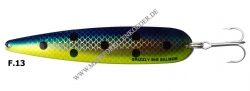 Grizzly Big Salmon 150mm blau / gold / gelb mit schwarzen Punkten